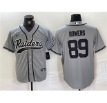 Men's Las Vegas Raiders #89 Brock Bowers Gray Cool Base Baseball Stitched Jersey