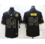 Men's Las Vegas Raiders #94 Carl Nassib Black Golden Edition 60th Patch Stitched Nike Limited Jersey