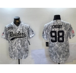Men's Las Vegas Raiders #98 Maxx Crosby 2024 Arctic Camo Salute To Service Stitched Baseball Jersey