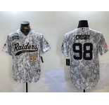 Men's Las Vegas Raiders #98 Maxx Crosby 2024 Arctic Camo Salute To Service Stitched Baseball Jerseys