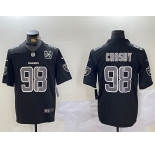 Men's Las Vegas Raiders #98 Maxx Crosby Black 65TH Patch Limited Fashion Vapor Jersey