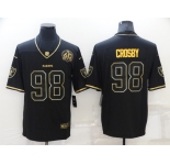Men's Las Vegas Raiders #98 Maxx Crosby Black Golden Edition 60th Patch Stitched Nike Limited Jersey