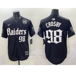 Men's Las Vegas Raiders #98 Maxx Crosby Black 'Gothic Sin City Shadows Edition' With 65th Anniversary Patch Vapor Limited Stitched Baseball Jersey