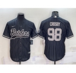 Men's Las Vegas Raiders #98 Maxx Crosby Black With Patch Cool Base Stitched Baseball Jersey