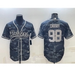 Men's Las Vegas Raiders #98 Maxx Crosby Grey Camo With Patch Cool Base Stitched Baseball Jersey