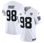 Men's Las Vegas Raiders #98 Maxx Crosby White 2024 F.U.S.E With 4-Star C Patch And 65th Anniversary Patch Vapor Stitched Football Jersey