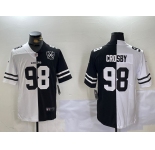 Men's Las Vegas Raiders #98 Maxx Crosby White Black 65th Patch Peaceful Coexisting Vapor Stitched Jersey
