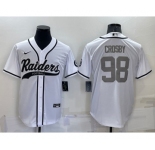 Men's Las Vegas Raiders #98 Maxx Crosby White Grey Stitched MLB Cool Base Nike Baseball Jersey