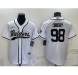 Men's Las Vegas Raiders #98 Maxx Crosby White Stitched MLB Cool Base Nike Baseball Jersey