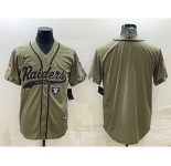 Men's Las Vegas Raiders Blank Olive Salute to Service Cool Base Stitched Baseball Jersey
