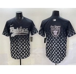 Men's Las Vegas Raiders Team Big Logo Black Limited Stitched Baseball Jersey