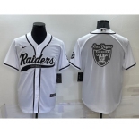 Men's Las Vegas Raiders White Team Big Logo With Patch Cool Base Stitched Baseball Jersey