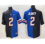 Men's Las Vegas Raiders X Broncos #2 Ashton Jeanty Black Blue Split Limited Football Stitched Jersey