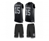 Men's Nike Oakland Raiders #15 Michael Crabtree Limited Black Tank Top Suit NFL Jersey