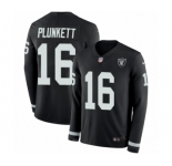 Men's Nike Oakland Raiders #16 Jim Plunkett Limited Black Therma Long Sleeve NFL Jersey