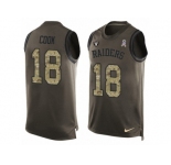 Men's Nike Oakland Raiders #18 Connor Cook Limited Green Salute to Service Tank Top NFL Jersey