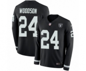 Men's Nike Oakland Raiders #24 Charles Woodson Limited Black Therma Long Sleeve NFL Jersey