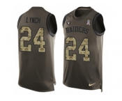 Men's Nike Oakland Raiders #24 Marshawn Lynch Limited Green Salute to Service Tank Top NFL Jersey