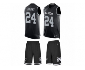 Men's Nike Oakland Raiders #24 Willie Brown Limited Black Tank Top Suit NFL Jersey