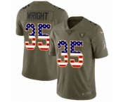 Men's Nike Oakland Raiders #35 Shareece Wright Limited Olive USA Flag 2017 Salute to Service NFL Jersey