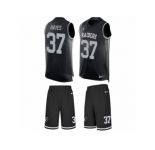 Men's Nike Oakland Raiders #37 Lester Hayes Limited Black Tank Top Suit NFL Jersey