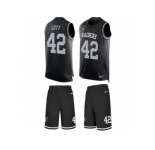 Men's Nike Oakland Raiders #42 Ronnie Lott Limited Black Tank Top Suit NFL Jersey
