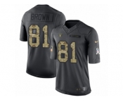 Men's Nike Oakland Raiders #81 Tim Brown Limited Black 2016 Salute to Service NFL Jersey