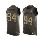 Men's Nike Oakland Raiders #94 Eddie Vanderdoes Limited Green Salute to Service Tank Top NFL Jersey