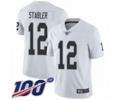 Men's Oakland Raiders #12 Kenny Stabler White Vapor Untouchable Limited Player 100th Season Football Jersey