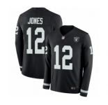 Men's Oakland Raiders #12 Zay Jones Limited Black Therma Long Sleeve Football Jersey