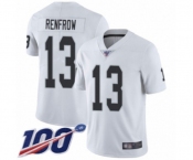 Men's Oakland Raiders #13 Hunter Renfrow White Vapor Untouchable Limited Player 100th Season Football Jersey