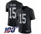 Men's Oakland Raiders #15 J. Nelson Black Team Color Vapor Untouchable Limited Player 100th Season Football Jersey