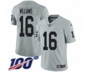 Men's Oakland Raiders #16 Tyrell Williams Limited Silver Inverted Legend 100th Season Football Jersey