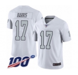 Men's Oakland Raiders #17 Dwayne Harris Limited White Rush Vapor Untouchable 100th Season Football Jersey