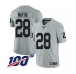 Men's Oakland Raiders #28 Doug Martin Limited Silver Inverted Legend 100th Season Football Jersey