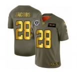 Men's Oakland Raiders #28 Josh Jacobs Limited Olive Gold 2019 Salute to Service Football Jersey