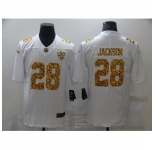 Men's Oakland Raiders #28 Josh Jacobs White Nike Leopard Print Limited Jersey