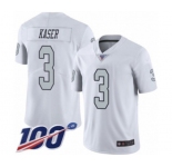 Men's Oakland Raiders #3 Drew Kaser Limited White Rush Vapor Untouchable 100th Season Football Jersey
