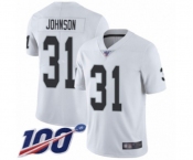 Men's Oakland Raiders #31 Isaiah Johnson White Vapor Untouchable Limited Player 100th Season Football Jersey
