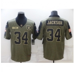 Men's Oakland Raiders #34 Bo Jackson Nike Olive 2021 Salute To Service Limited Player Jersey