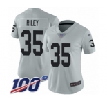 Men's Oakland Raiders #35 Curtis Riley Limited Silver Inverted Legend 100th Season Football Jersey