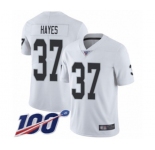 Men's Oakland Raiders #37 Lester Hayes White Vapor Untouchable Limited Player 100th Season Football Jersey
