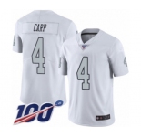 Men's Oakland Raiders #4 Derek Carr Limited White Rush Vapor Untouchable 100th Season Football Jersey