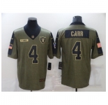 Men's Oakland Raiders #4 Derek Carr Nike Olive 2021 Salute To Service Limited Player Jersey