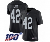 Men's Oakland Raiders #42 Ronnie Lott Black Team Color Vapor Untouchable Limited Player 100th Season Football Jersey