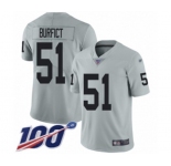 Men's Oakland Raiders #51 Vontaze Burfict Limited Silver Inverted Legend 100th Season Football Jersey
