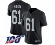 Men's Oakland Raiders #61 Rodney Hudson Black Team Color Vapor Untouchable Limited Player 100th Season Football Jersey
