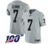 Men's Oakland Raiders #7 Mike Glennon Limited Silver Inverted Legend 100th Season Football Jersey