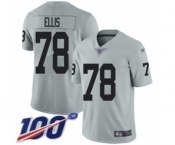 Men's Oakland Raiders #78 Justin Ellis Limited Silver Inverted Legend 100th Season Football Jersey