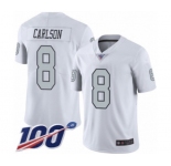 Men's Oakland Raiders #8 Daniel Carlson Limited White Rush Vapor Untouchable 100th Season Football Jersey